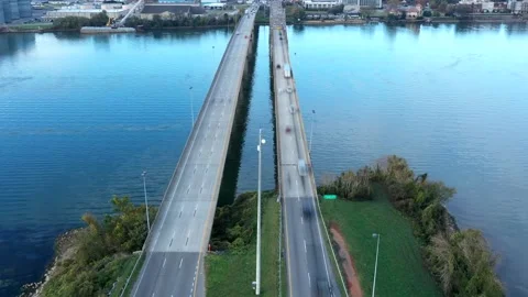 Time-Lapse of traffic crossing the river. Stock Footage 221270187