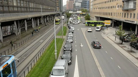 Time Lapse of Traffic in Downtown Oslo Norway Stock Footage 59935873