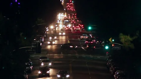 Time Lapse Traffic Driving at Night Stock Footage 79839260