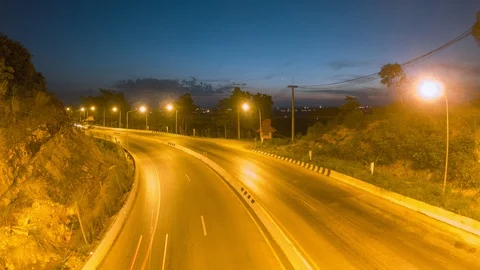 Time Lapse- Traffic in the evening on a mountain road. Stock Footage 97232168