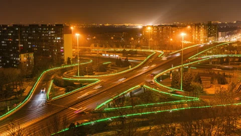 Time-lapse of traffic flow on Beijing Yuting night road Video stock 270658069