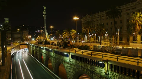 Time Lapse traffic on free way at night Stock-Footage 37348752