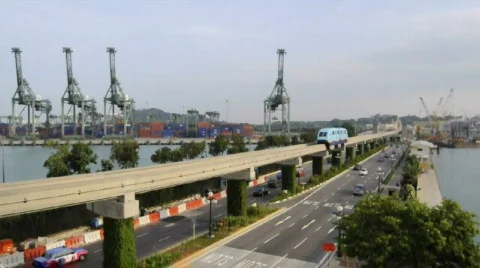 Time-lapse Traffic in front Sentosa Island 库存影片 727835