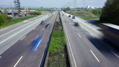 Time lapse of traffic on German highway A5 Видео 74107201