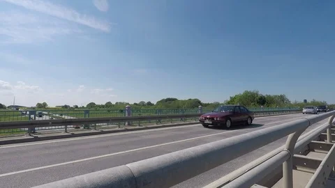Time lapse of traffic on a german highway - dolly shot - camera sliding Stock Footage 75831710