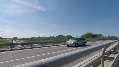 Time lapse of traffic on a german highway  - dolly shot - camera sliding Stock Footage 75831911