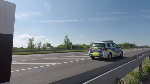 Time lapse of traffic on a german highway - dolly shot - camera sliding Stock Footage 75832099