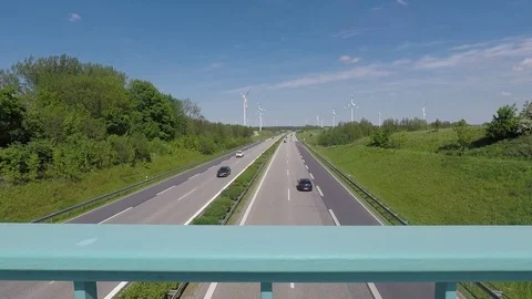 Time lapse of traffic on a german highway  - dolly shot - camera sliding Stock Footage 75832128