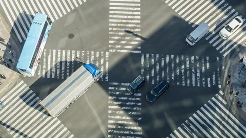 Time lapse Traffic of Ginza crossing in Tokyo City,Japan Stock Footage 122380312