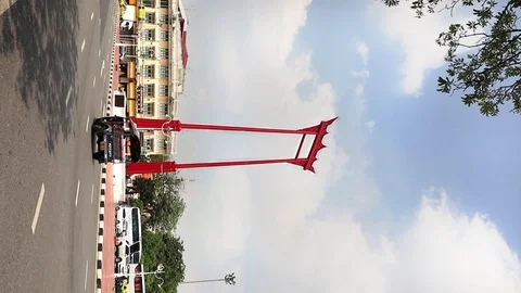 Time lapse of traffic going past the Great Swing, Bangkok Stock Footage 97155168