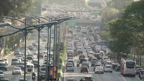 Time lapse of Traffic jam in 23 de Maio Avenue 스톡 동영상 95912003