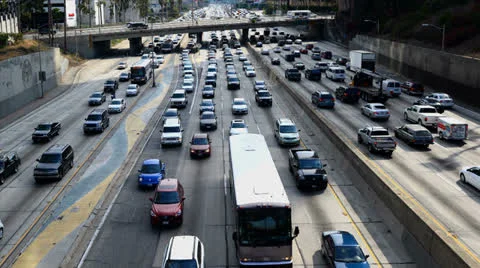 Time Lapse of Traffic Jam in Downtown Los Angeles Stock Footage 25543039