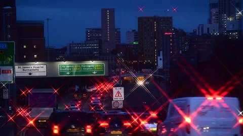Time lapse traffic jam heading into the city centre of leeds yorkshire uk Stock Footage 122440932