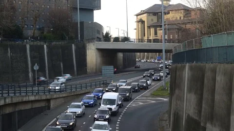 Time lapse traffic jam at rushour leaving leeds city centre united kingdom Stock Footage 114223148