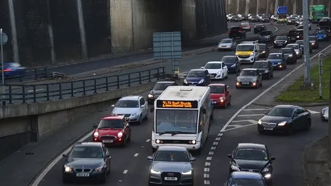 Time lapse traffic jam at rushour leaving leeds city centre united kingdom Stock Footage 114223525