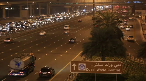 Time lapse traffic jam on Sheikh Zayed Road at night Video stock 45752876