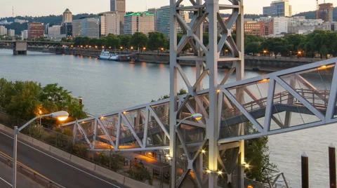 Time Lapse of Traffic Light Trails Closeup in City of Portland Oregon 1080p Video stock 43912526