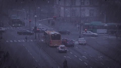 Time lapse of traffic in malmö on rainy day Stock Footage 72262358