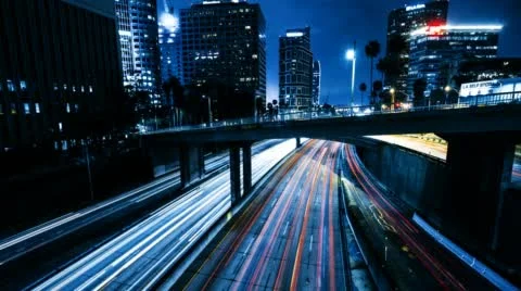 Time Lapse traffic at Night Stock Footage 47628624