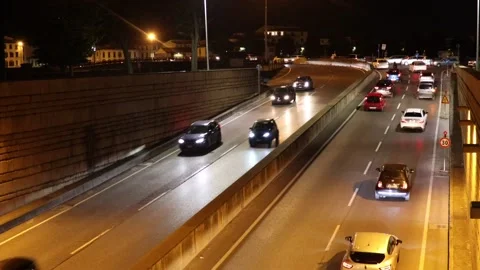 Time lapse, traffic by  night Stock Footage 139283845