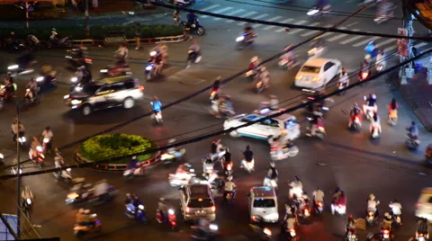 Time Lapse of Traffic at Night - Ho Chi Minh City Vietnam Stock Footage 45622024
