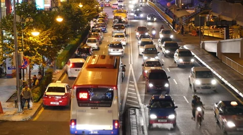 Time Lapse of Traffic at Night Kuala Lumpur Malaysia Stock-Footage 56135822