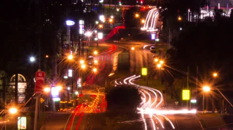 Time Lapse of traffic at Night NTSC 130GYND Stock Footage 25208529