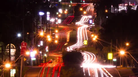 Time Lapse of traffic at Night PAL 131GYND Stock Footage 25208602