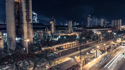 Time lapse traffic at night in Volta Redonda , Brazil Stock Footage