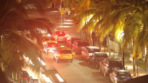 Time lapse traffic palm trees Stock Footage 125352340