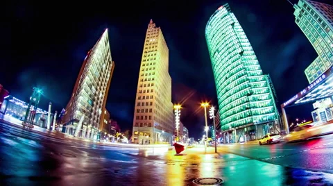 Time-lapse of Traffic pass by on the Potsdamer Platz in Berlin Stock Footage 50164346