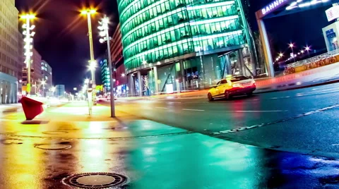 Time-lapse of Traffic pass by on the Potsdamer Platz in Berlin Stock Footage 54259655