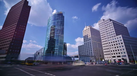Time lapse of traffic in Potsdamer Platz, Berlin, Germany on a sunny day. Stock Footage 68826977