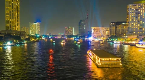 Time lapse of traffic in the river on night Stock Footage 58894400