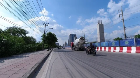 Time lapse of traffic on road with construction. Stock Footage 114975635