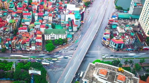 Time Lapse - Traffic at the Road Intersection in Hanoi, Vietnam Video stock 52257960