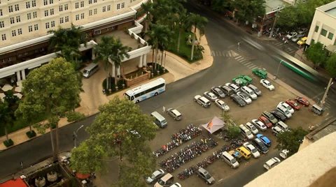 Time lapse of traffic seen through hotel window Stock Footage 37825300