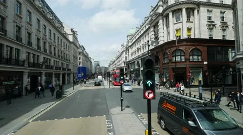 Time lapse of traffic at the shopping center of London  from the double deck Stock Footage 65005853