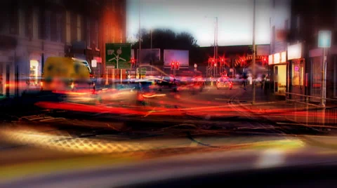 Time lapse traffic shot using timelapse camera XDCam HD with streaking lights Vídeo Stock 32961423