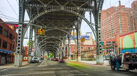 Time Lapse of Traffic Under the Riverside Drive Viaduct, New York City, USA Stock Footage 65164005