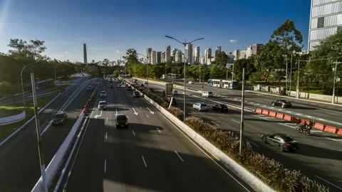Time lapse of traffic of vehicles on 23 de Maio Avenue Stock Footage 154666499