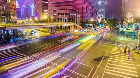 Time Lapse - Traffic View at Night in Taipei, Taiwan 動画素材 64581512