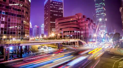 Time Lapse - Traffic View at Night in Taipei, Taiwan Video stock 64581812