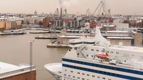 Time lapse of traffic at the West harbor in Helsinki, Finland Stock Footage 69814749