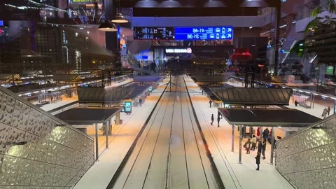 Time-Lapse of Train Arrivals and Departures at Helsinki Railway Station Stock Footage 331092765