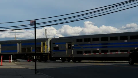 Time lapse of a Train Crossing and the traffic... Stock Footage 159922185