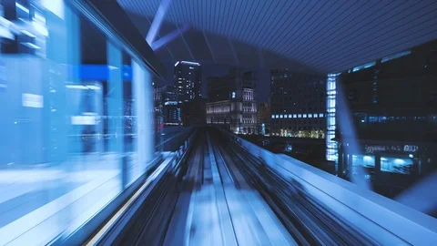 Time lapse of train motion in modern city. Abstract 4k resolution time lapse Stock Footage 121811674