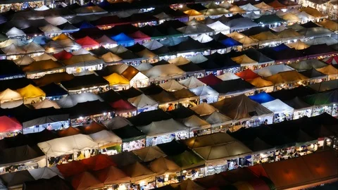 Time Lapse/ Train Night Market in Bangkok Stock Footage 108106710