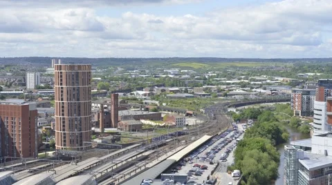 Time lapse trains entering and leaving leeds city railway station united kingdom Stock Footage 50646576