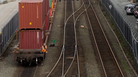 Time lapse of trains moving containers Stock-Footage 49367520